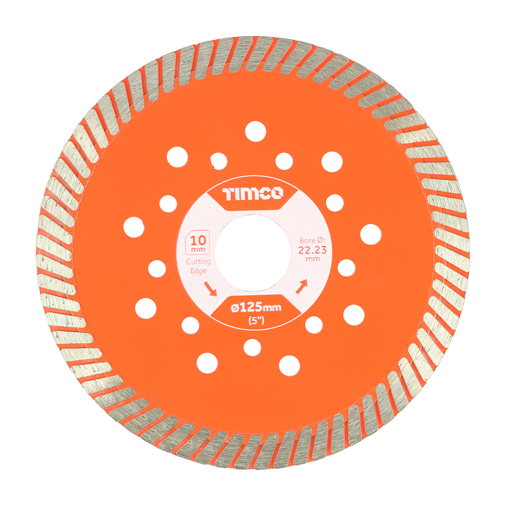 This is an image of Timco - Premium Diamond Blade - Turbo Continuous 125 x 22.2 (1 Each Box) MM125222