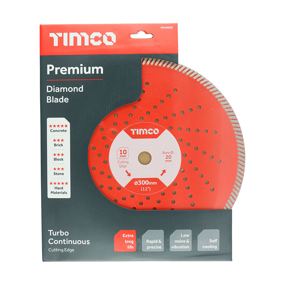 This is an image of Timco - Premium Diamond Blade - Turbo Continuous 300 x 20 (1 Each Box) MM30020