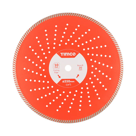 This is an image of Timco - Premium Diamond Blade - Turbo Continuous 350 x 20 (1 Each Box) MM35020
