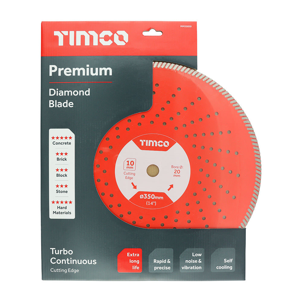 This is an image of Timco - Premium Diamond Blade - Turbo Continuous 350 x 20 (1 Each Box) MM35020