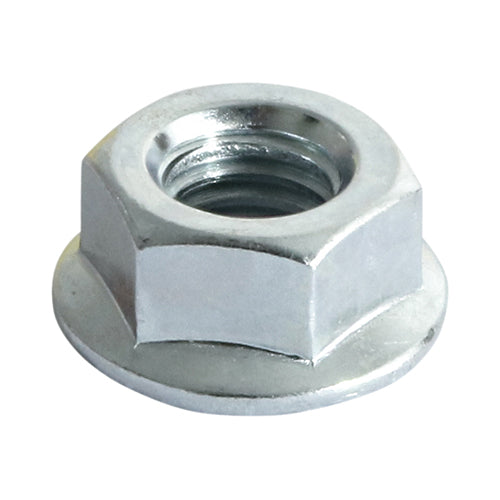 This is an image of Timco - Hex Serrated Flange Nuts - Zinc M10 - (100 PCS Box) NF10Z