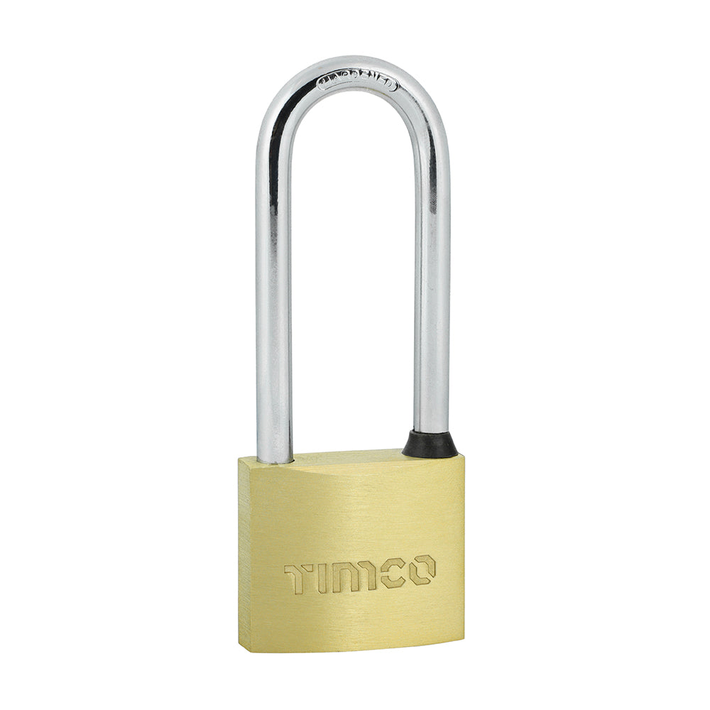 This is an image of Timco - Brass Padlock Long Shackle 40mm (1 Each Blister Pack) P40L