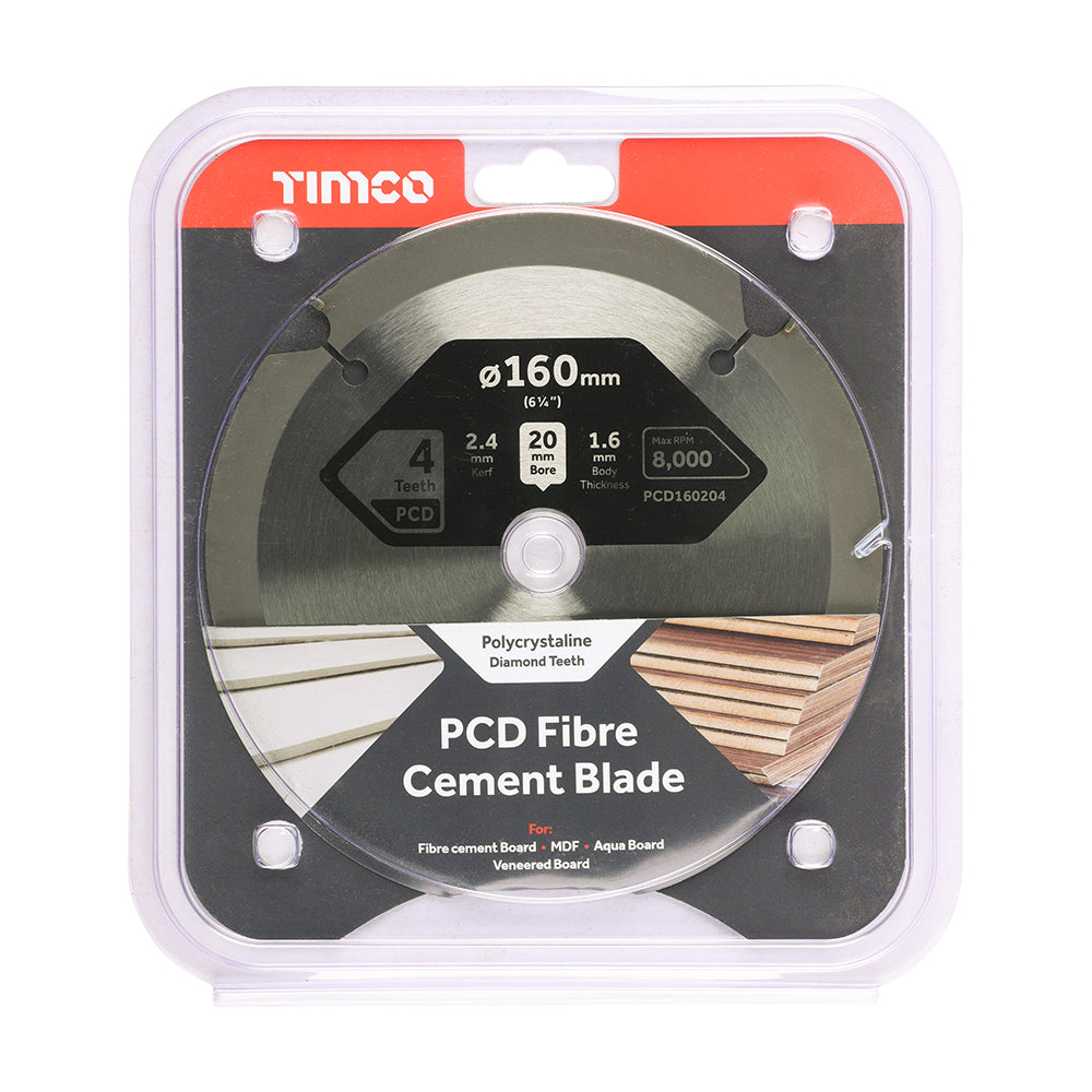 This is an image of Timco - PCD Fibre Cement Saw Blade 160 x 20 x 4T (1 Each Clamshell) PCD160204