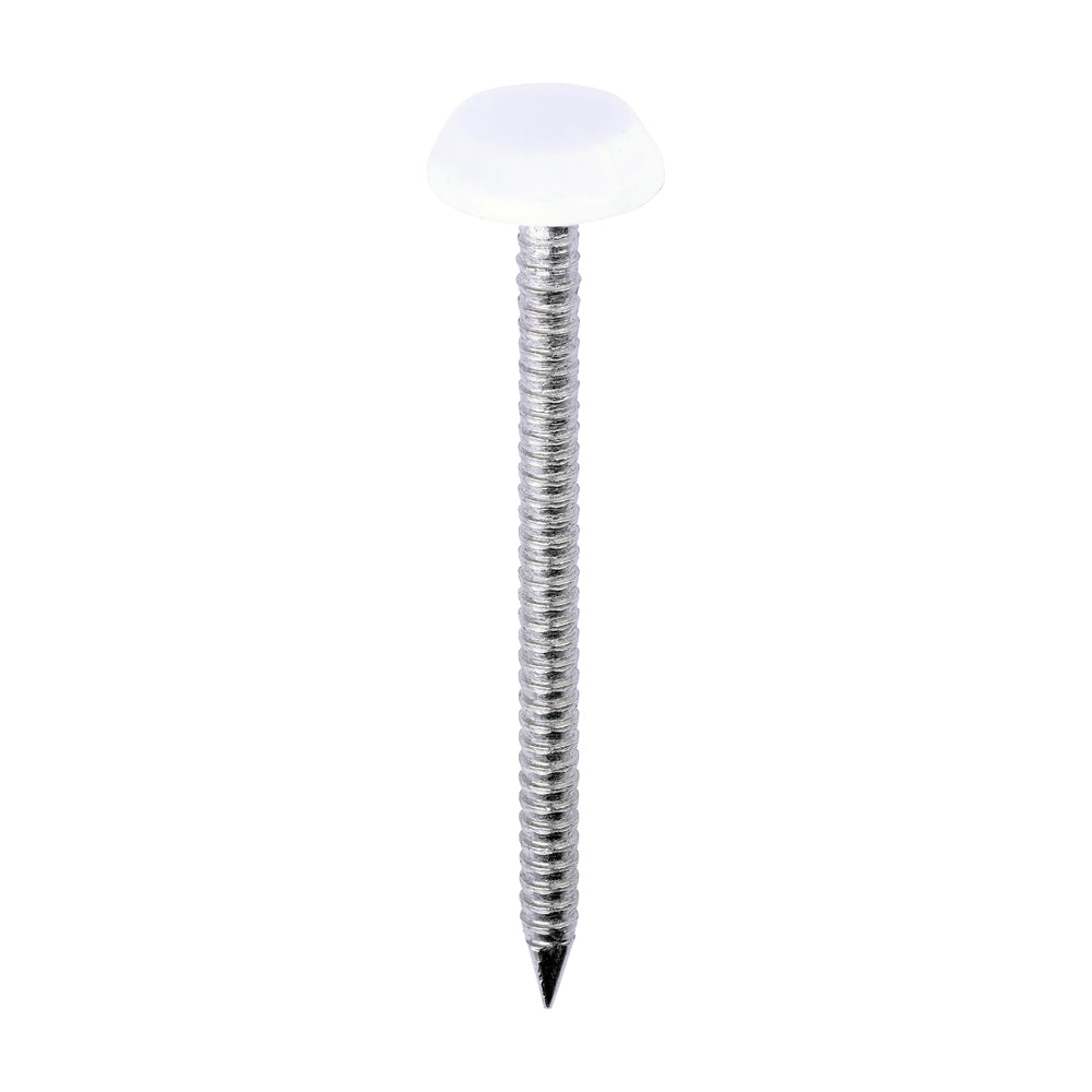 This is an image of Timco - Polymer Headed Nails - A4 Stainless Steel - White 50mm (100 PCS Box) PN50W