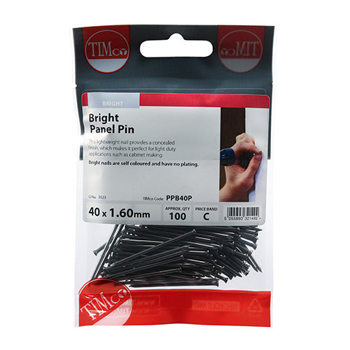 This is an image of Timco - Panel Pins - Bright 40 x 1.60mm (100 PCS TIMpac) PPB40P