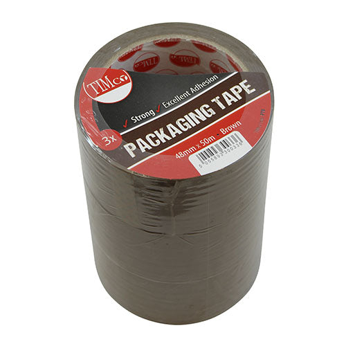 This is an image of Timco - Packaging Tape - Brown 50m x 48mm (3 PCS Roll Pack) PCSPTB