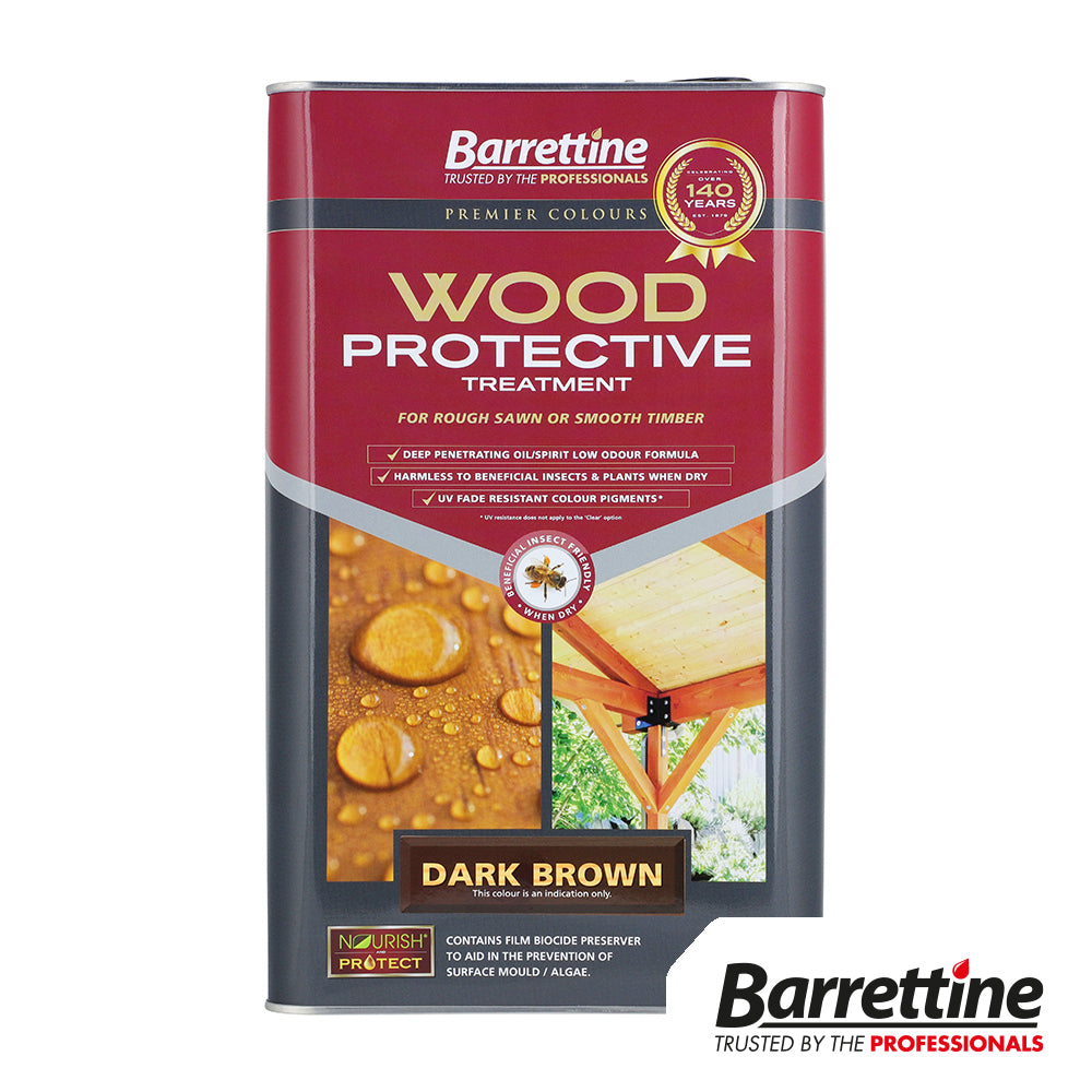 This is an image of Timco - Wood Protective Treatment - Dark Brown 5L PTDB005