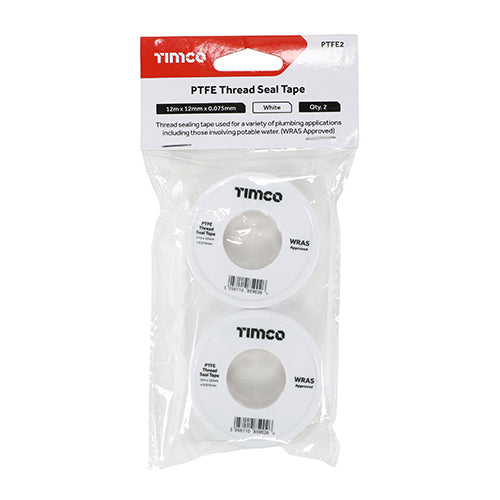 This is an image of Timco - PTFE Thread Seal Tape 12m x 12mm (2 PCS Pack) PCSPTFE2