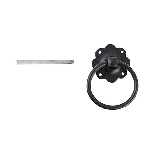 This is an image of Timco - Ring Gate Latch - Plain - Black 6" (1 Each TIMbag) RGL6BP