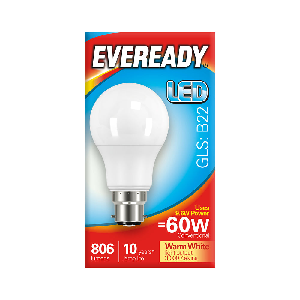 This is an image of Timco - Eveready LED GLS Light Bulb - B22 - 806 Lumen - 8.8W - Warm Light 806 Lumen (5 Pieces Pack) S13622