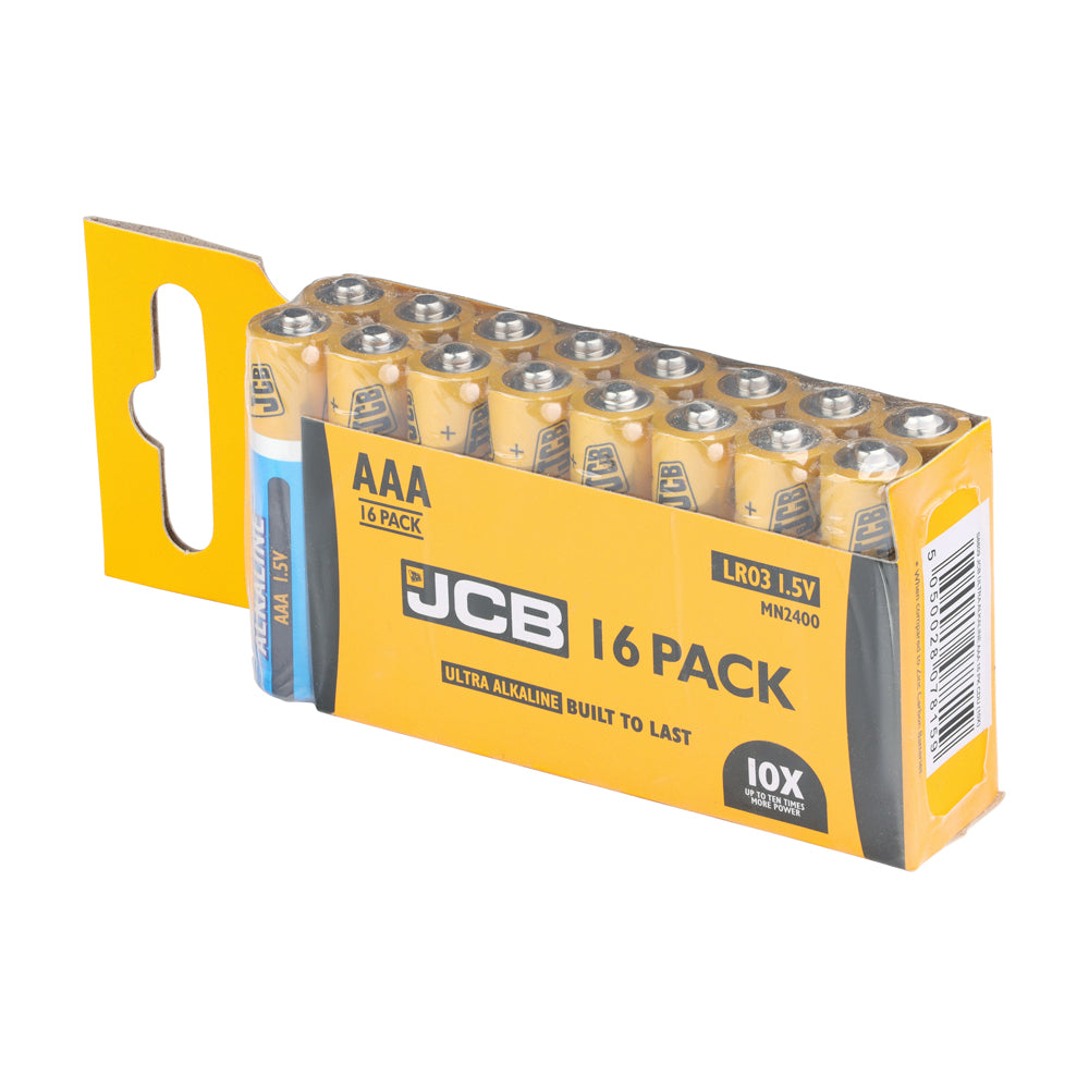 This is an image of Timco - JCB Ultra Alkaline Batteries Trade Pack AAA (16 Pieces Pack) S8809