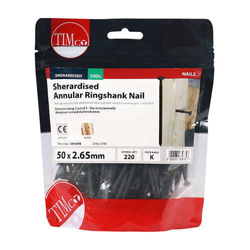 This is an image of Timco - Annular Ringshank Nails - Sherardised 50 x 2.65mm (0.5 Kg TIMbag) SAR50MB