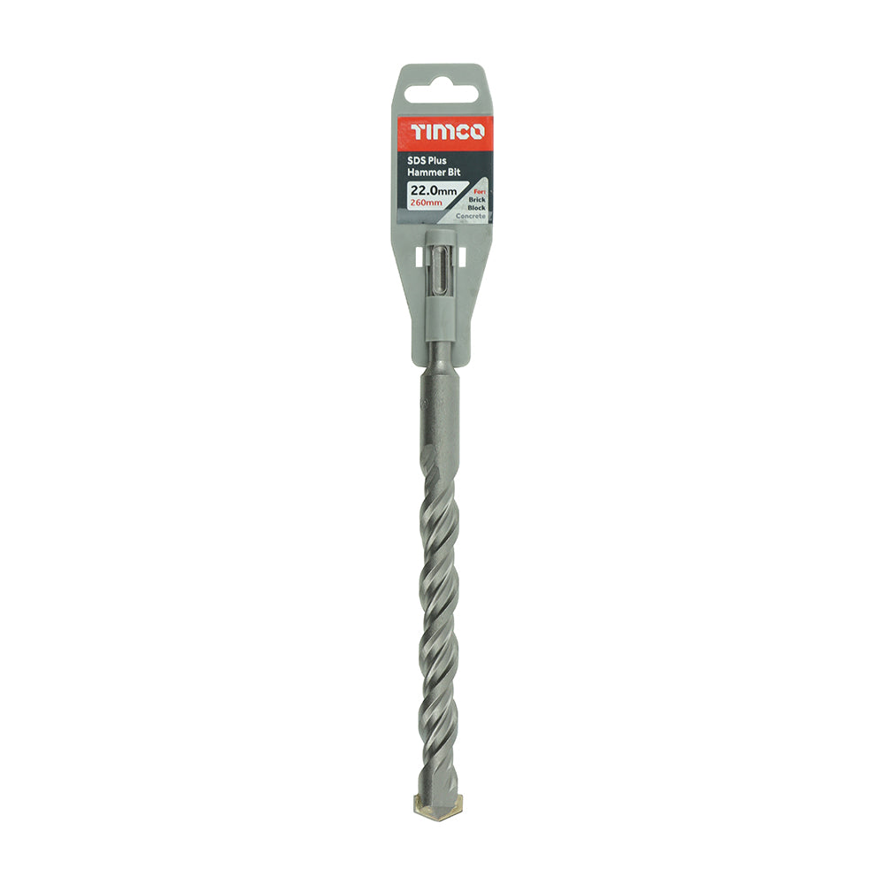 This is an image of Timco - SDS Plus Hammer Bit 22.0 x 260 (1 Each Clip) SDS22260