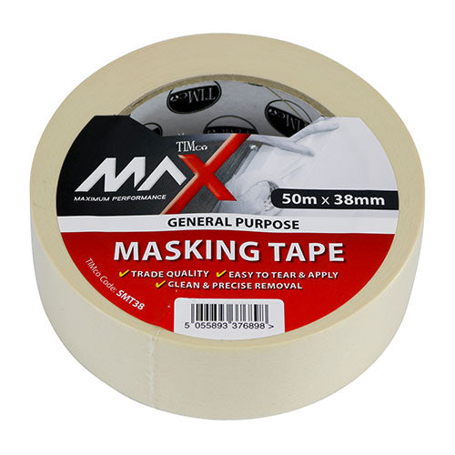 This is an image of Timco - Masking Tape - Cream 50m x 38mm (1 Each Roll) PCSSMT38