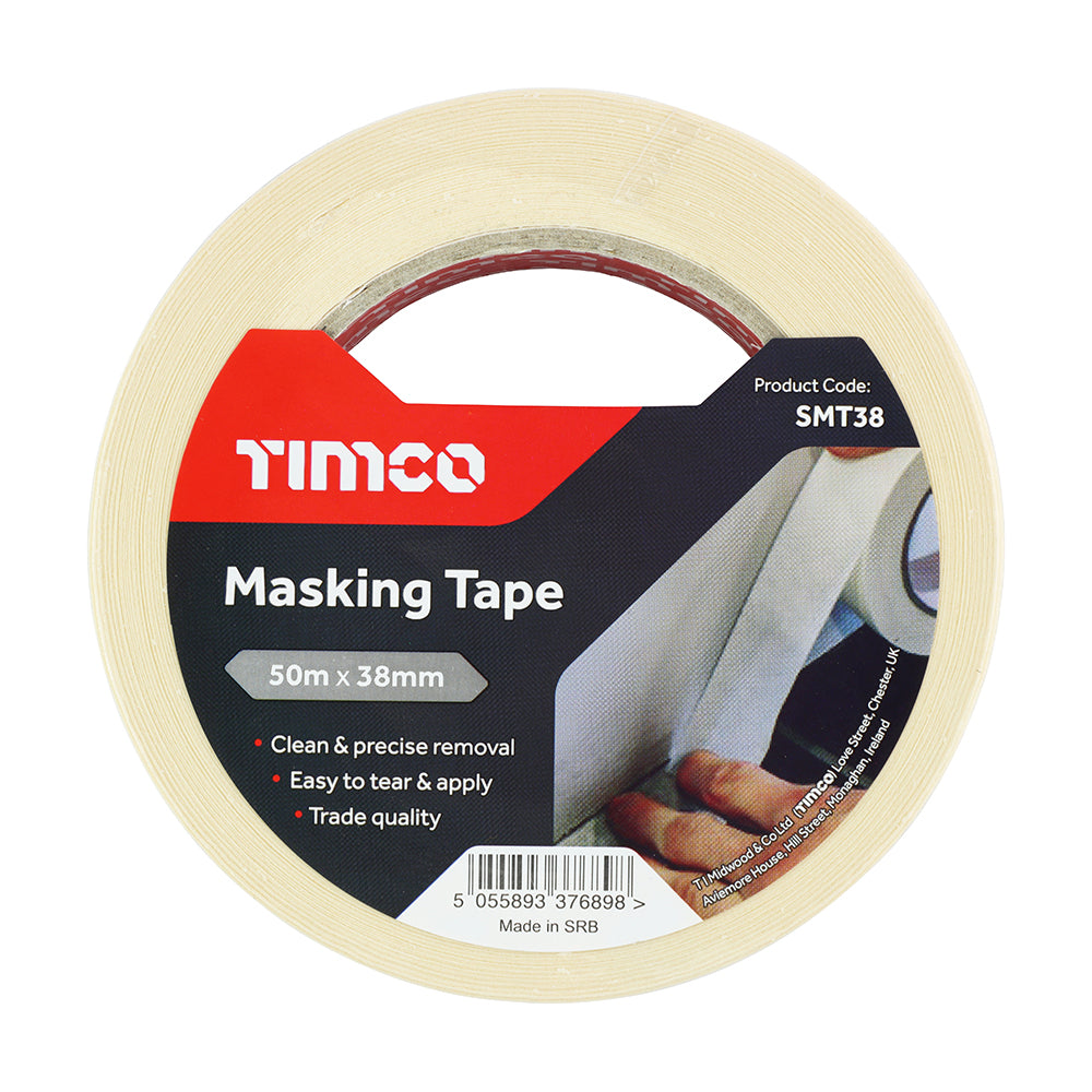 This is an image of Timco - Masking Tape - Cream 50m x 38mm (1 Each Roll) PCSSMT38