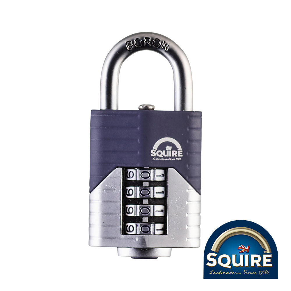 This is an image of Squire - Vulcan Combination Padlock - Boron Open Shackle - VULCAN COMBI 40 40mm (1 Each Blister Pack) SQR701701