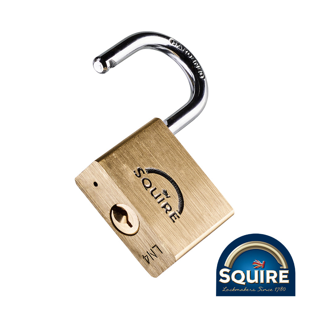 This is an image of Squire - Premium Brass Lion Padlock - Keyed Alike - LN4 KA2 40mm (1 Each Box) SQR701898