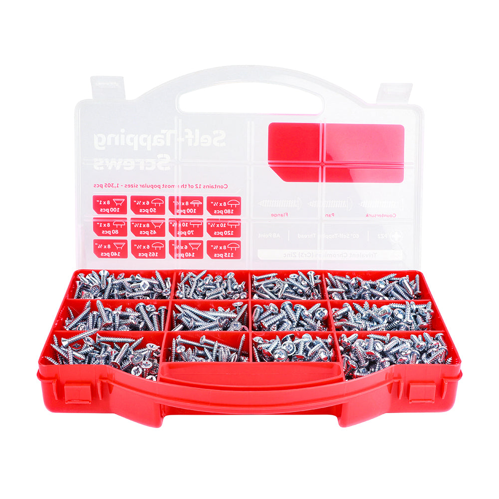 This is an image of Timco - Metal Tapping Screws - Mixed Tray - PZ - Self-Tapping - Zinc - (1305 PCS Tray) STSTRAY