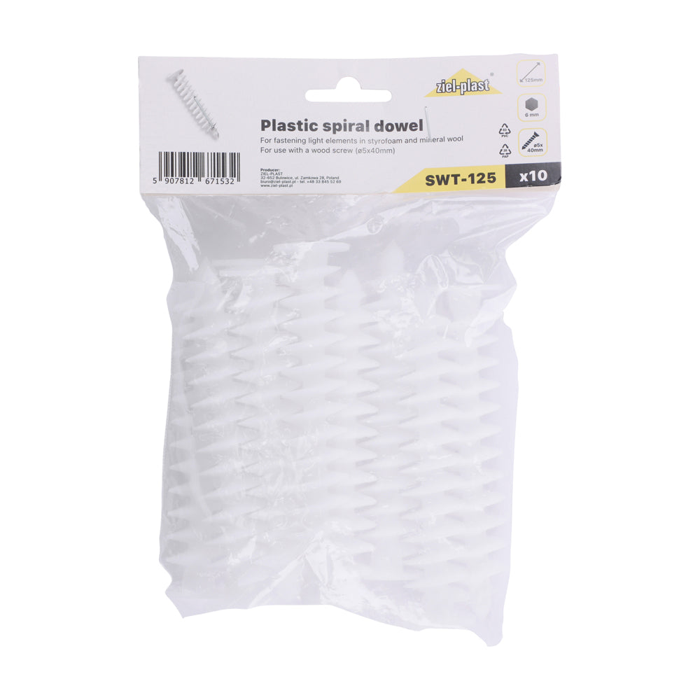 This is an image of Timco - Ziel-Plast Insulation Spiral Dowels 125mm - (10 PCS Bag) SWT125