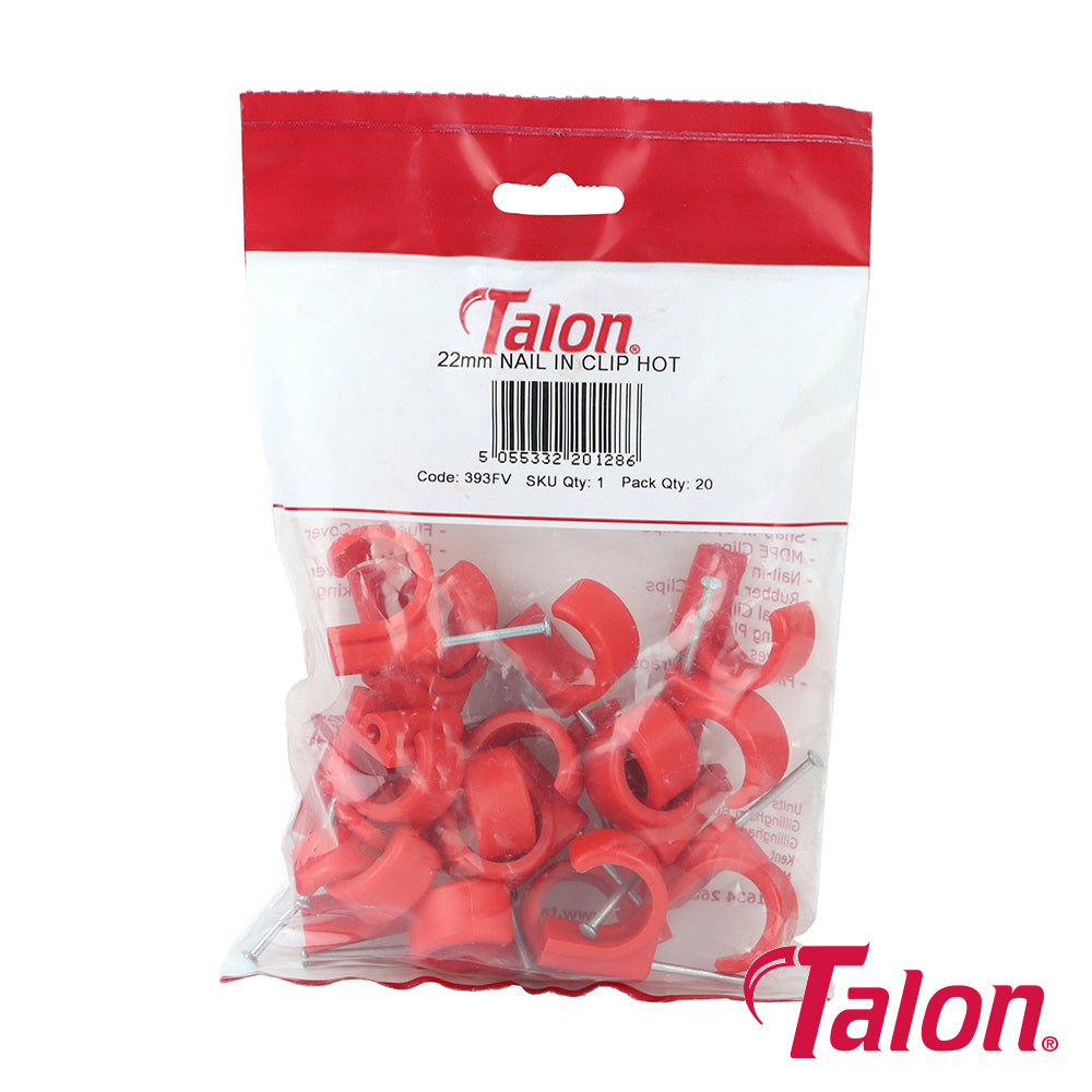 This is an image of Timco - Nail In Pipe Clip - Red - NCH22/20 22mm - (20 PCS Bag) TALNCH2220