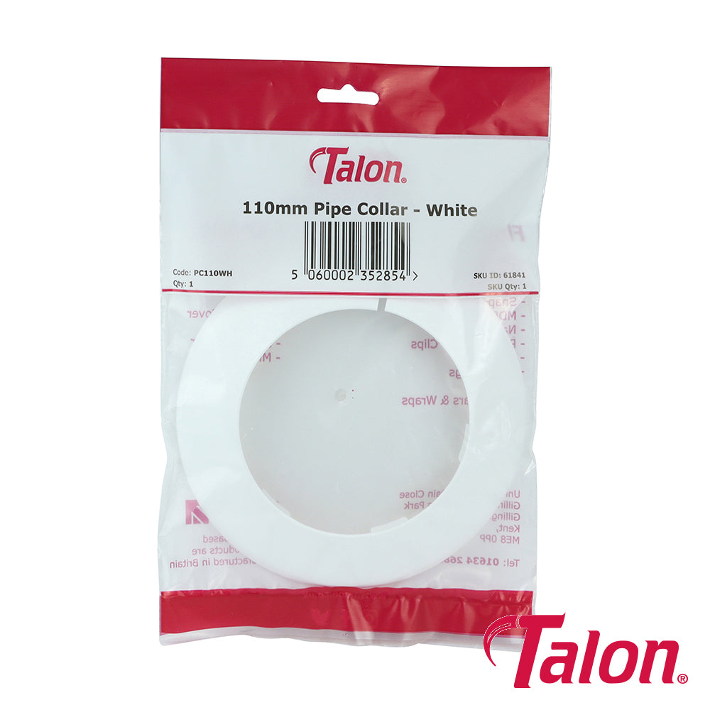 This is an image of Timco - Pipe Collar - White - PC110WH 110mm - (1 Each Bag) TALPC110WH