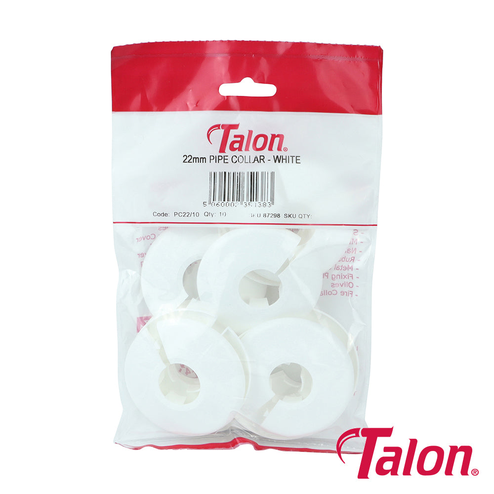 This is an image of Timco - Pipe Collar - White - PC2210 22mm - (10 PCS Bag) TALPC2210