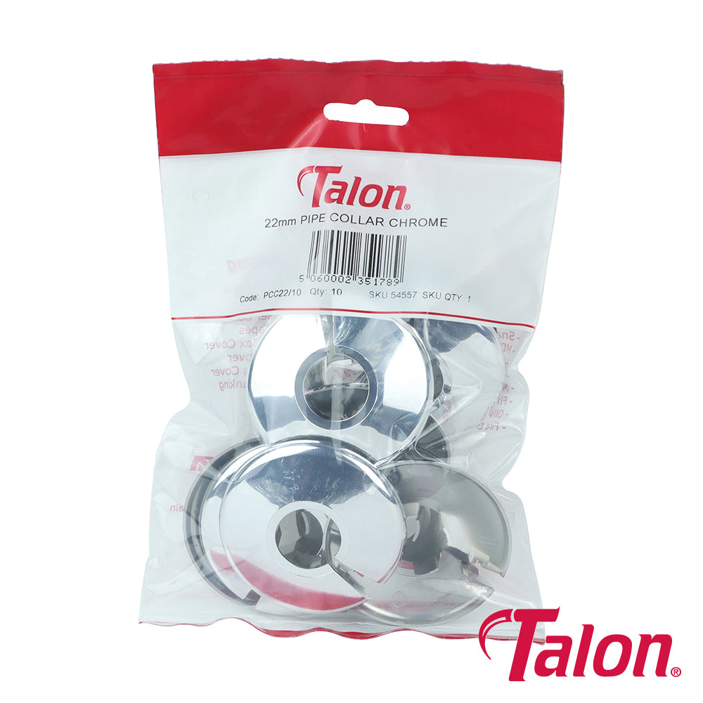 This is an image of Timco - Pipe Collar - Chrome - PCC2210 22mm - (10 PCS Bag) TALPCC2210