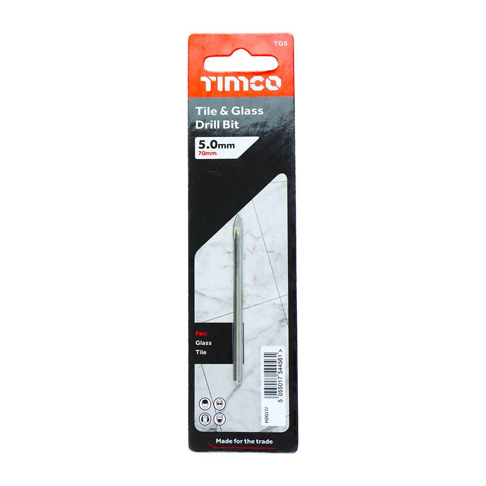 This is an image of Timco - TCT Arrow Head Tile & Glass Bit 5.0mm (1 Each Blister Pack) TG5