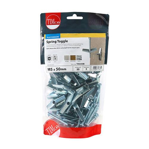 This is an image of Timco - Spring Toggles - Zinc M5 x 50mm - (55 PCS TIMbag) TOG550B