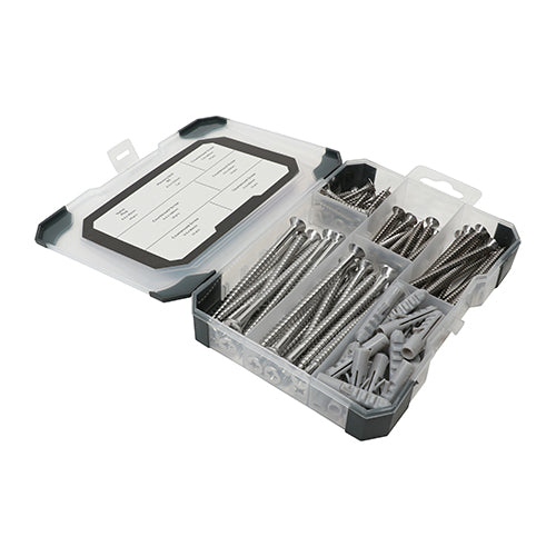 This is an image of Timco - Mixed Tray - Screws, Plug & Drill Bit - A2 Stainless Steel - (91 PCS Tray) TRAY340