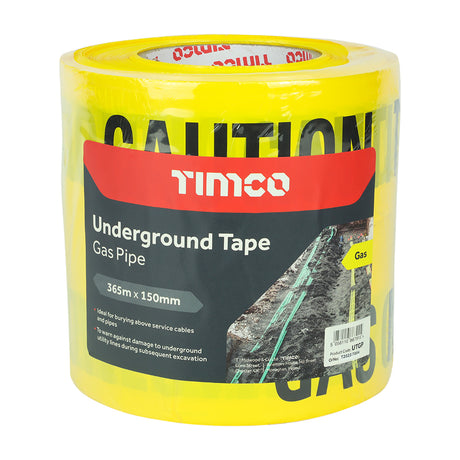 This is an image of Timco - Underground Tape - Gas Pipe 365m x 150mm (1 Each Roll) UTGP