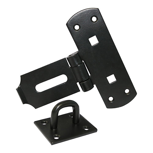 This is an image of Timco - Vertical Pattern Bolt On Hasp & Staple - Heavy Duty - Black 6" (1 Each TIMbag) VHS6BP