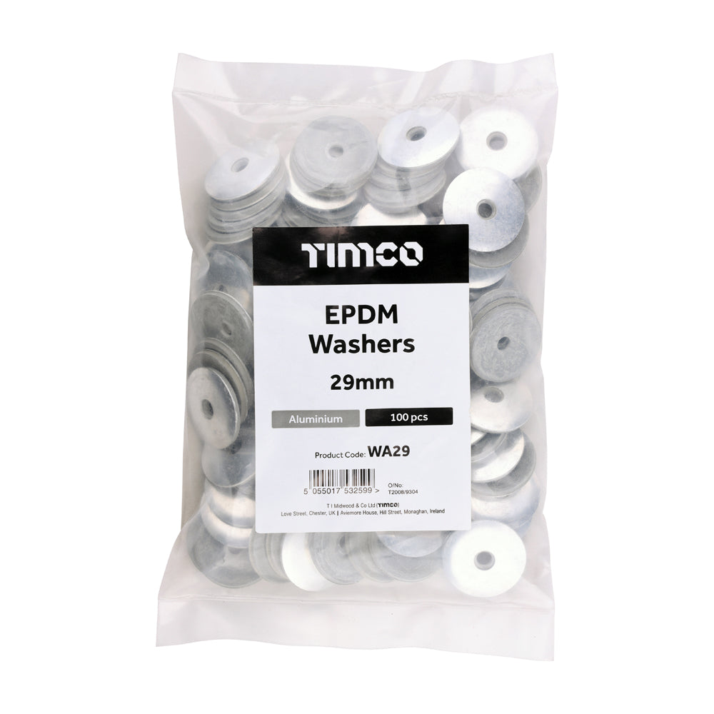 This is an image of Timco - EPDM Washers - Aluminium 29mm - (100 PCS Bag) WA29