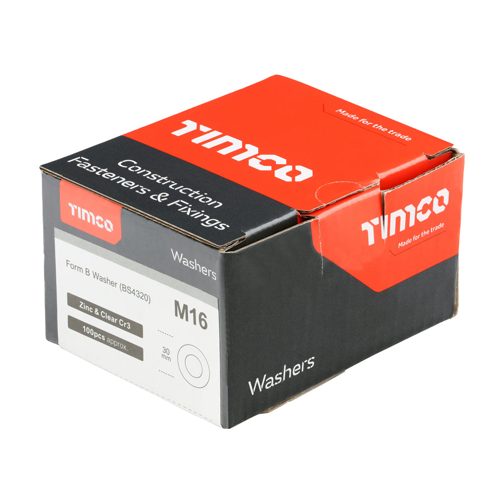 This is an image of Timco - Form B Washers - Zinc M16 - (100 PCS Box) WB16Z