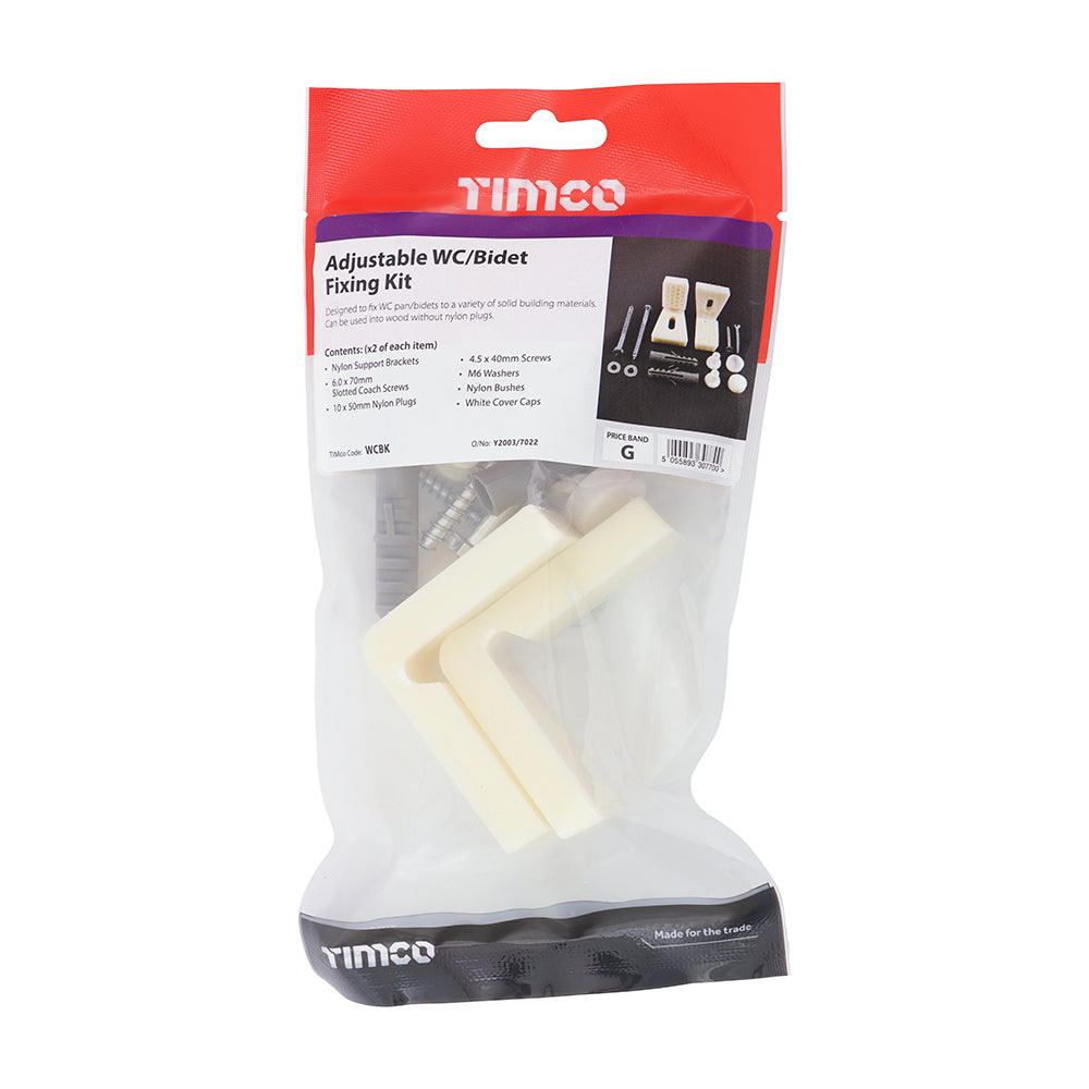 This is an image of Timco - Adjustable WC/Bidet Fixing Kit WC Kit - (2 PCS TIMpac) WCBK