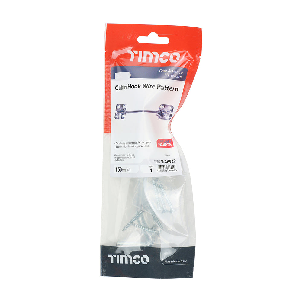 This is an image of Timco - Cabin Hooks - Wire Pattern - Zinc 6" (1 Each TIMpac) WCH6ZP