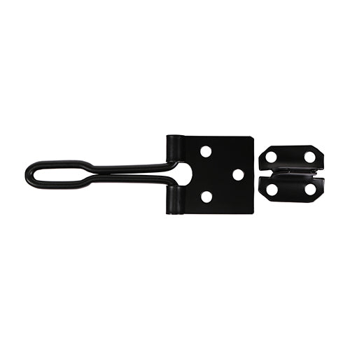 This is an image of Timco - Wire Pattern Hasp & Staple - Black 4" (1 Each Plain Bag) WHS4BB