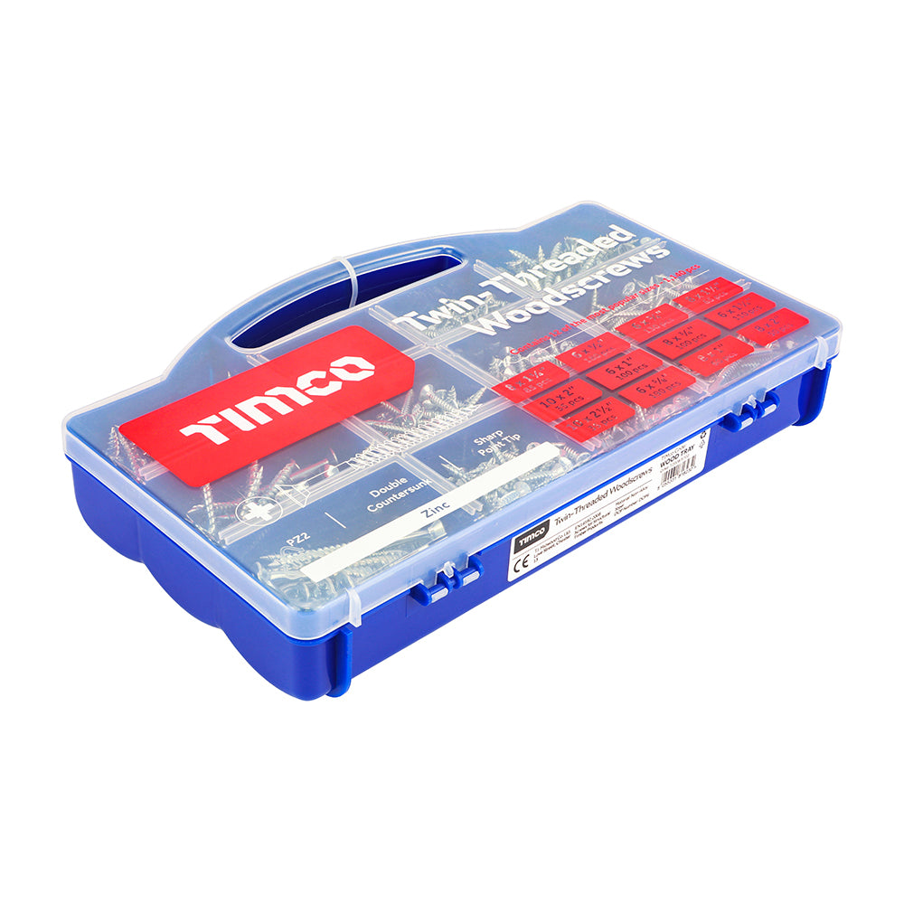 This is an image of Timco - Twin-Threaded Woodscrews - Mixed Tray - PZ - Double Countersunk - Zinc - (1140 PCS Tray) WOODTRAY