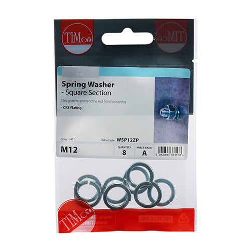 This is an image of Timco - Spring Washers - Zinc M12 - (8 PCS TIMpac) WSP12ZP