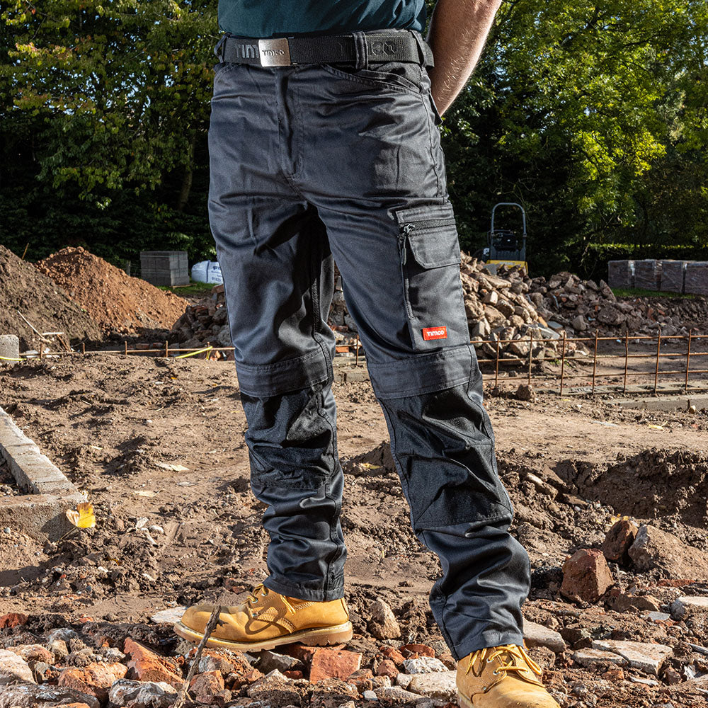 This is an image of Timco - Workman Trousers - Grey/Black W32 L32 (1 Each Bag) WTGBK3232