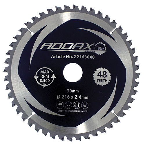 This is an image of Timco - 0° Mitre Saw Blade 216 x 30 x 48T (1 Each Clamshell) Z2163048