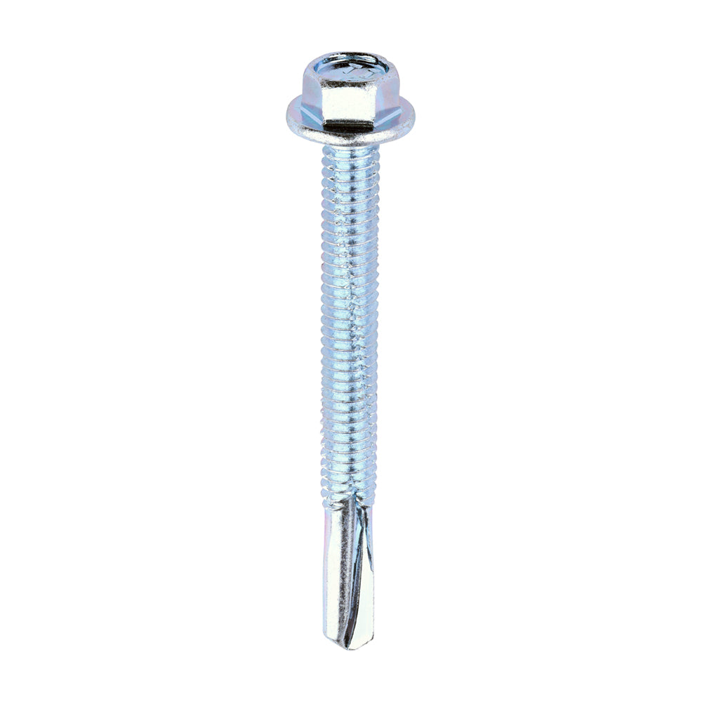 This is an image of Timco - Metal Construction Heavy Section Screws - Hex - Self-Drilling - Zinc 5.5 x 55mm - (100 PCS Box) ZH55B
