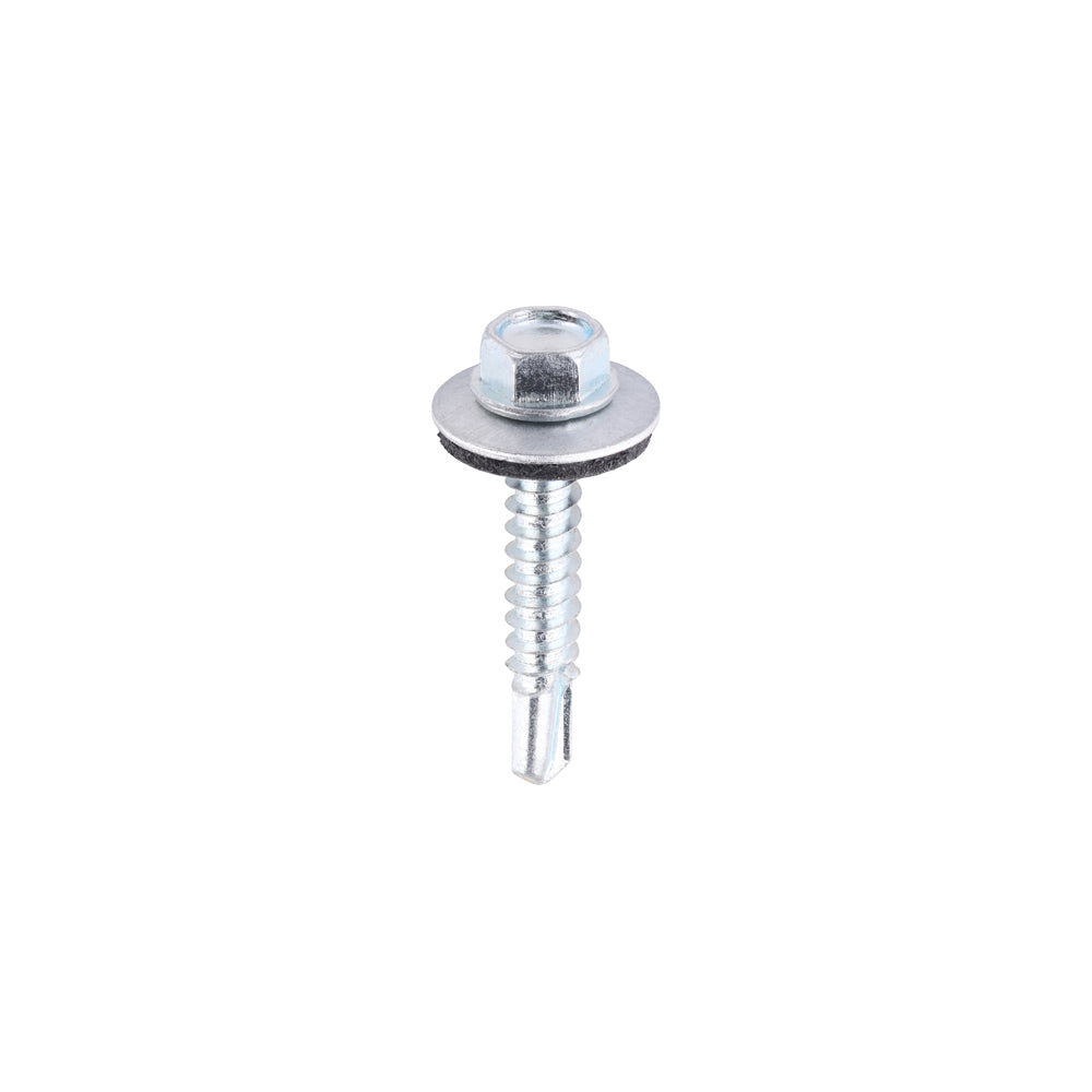 This is an image of Timco - Metal Construction Light Section Screws - Hex - EPDM Washer - Self-Drilling - Zinc 5.5 x 32mm - (100 PCS Bag) ZL32W16