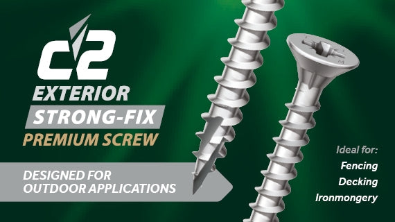This is am images giving information about the C2 Exterior Strong-Fix Premium Woodscrews