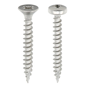 Classic Stainless Steel Countersunk and Pan Head Woodscrews 