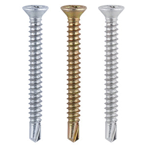 Countersunk Head Screws, Self-Tapping Thread, Self-Drilling Point (3.9 Gauge)