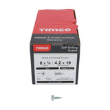 This is an image of Timco - Metal Construction Sheet & Framing Screws - PH - Wafer - Self-Drilling - Zinc 4.2 x 19mm - (1000 PCS Box) 00019WHSD