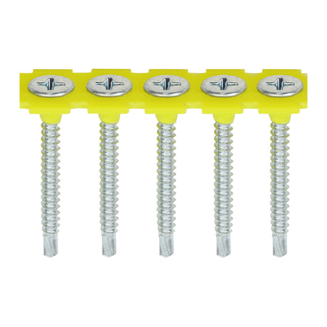 This is an image of Timco - Collated Drywall Screws - PH - Bugle - Self Tapping Thread - Self Drilling - Zinc 3.5 x 35mm - (1000 PCS Box) 00035COLLSD