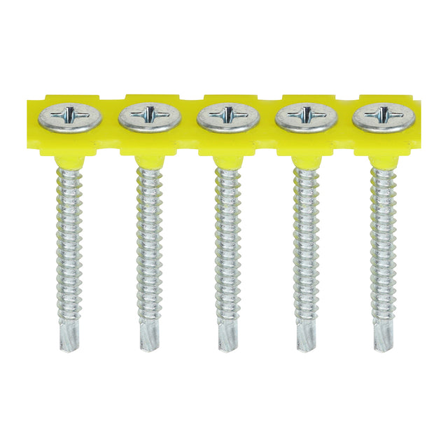 This is an image of Timco - Collated Drywall Screws - PH - Bugle - Self Tapping Thread - Self Drilling - Zinc 3.5 x 35mm - (1000 PCS Box) 00035COLLSD