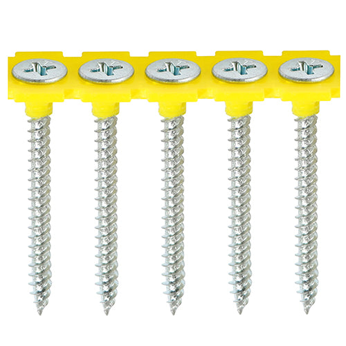 This is an image of Timco - Collated Drywall Screws - PH - Bugle - Fine Thread - Zinc 3.5 x 38mm - (1000 PCS Box) 00038COLDZYS